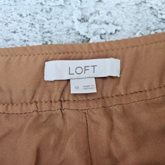 Loft Women Skirt Brown Faux Suede Type Fabric Knee Length Flippy Skirt Size 10 - Picture 9 of 10